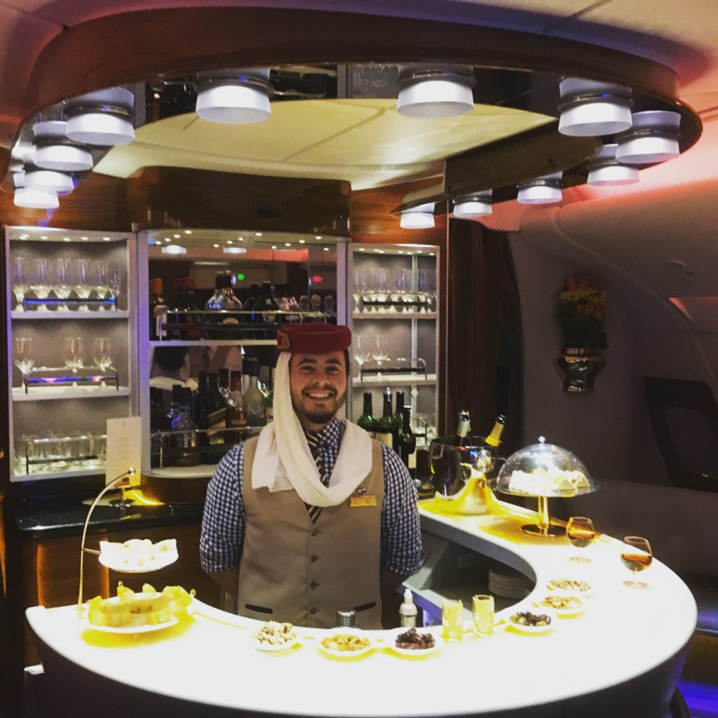 Ben running the Emirates First and Business Class bar